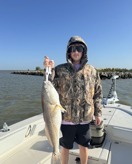 Redfish catch displayed on fishing boat in Galveston TX waters