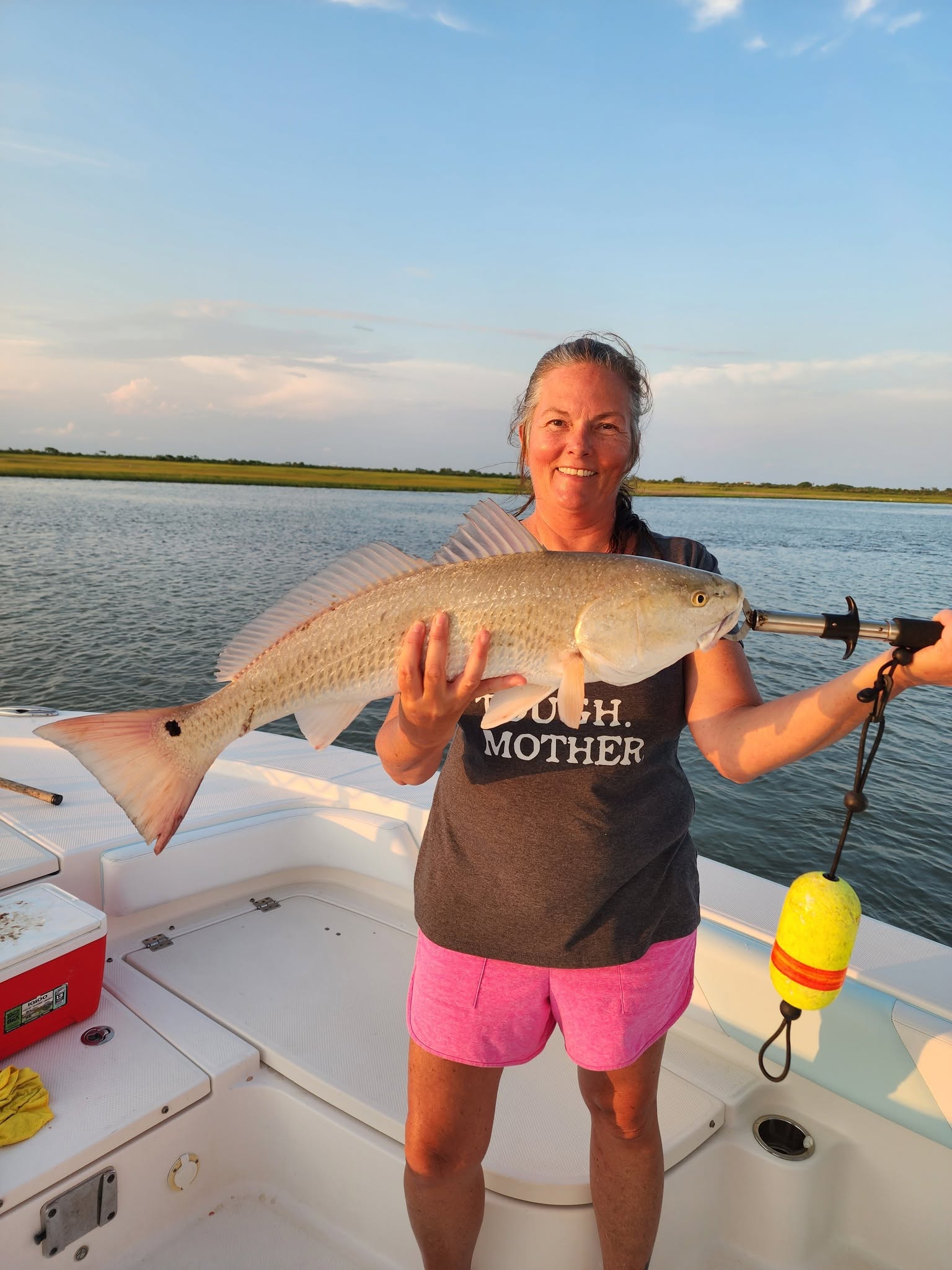 Redfish caught while fishing in Galveston TX waters from boat