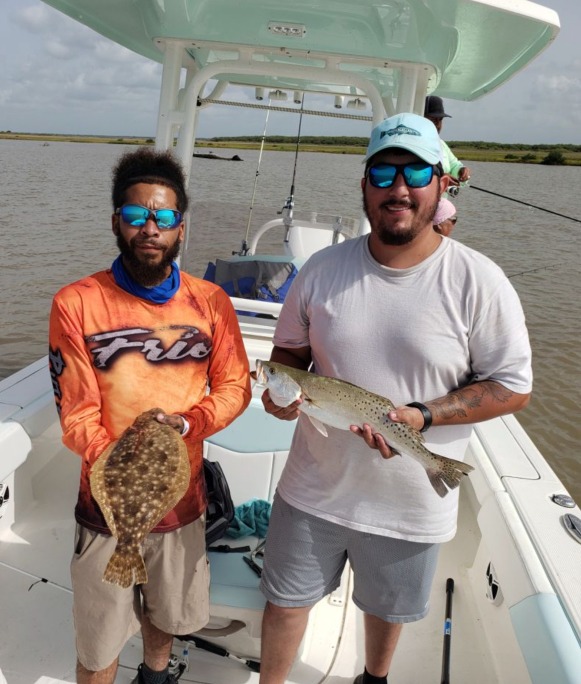 Speckled trout and southern flounder caught fishing in Galveston TX