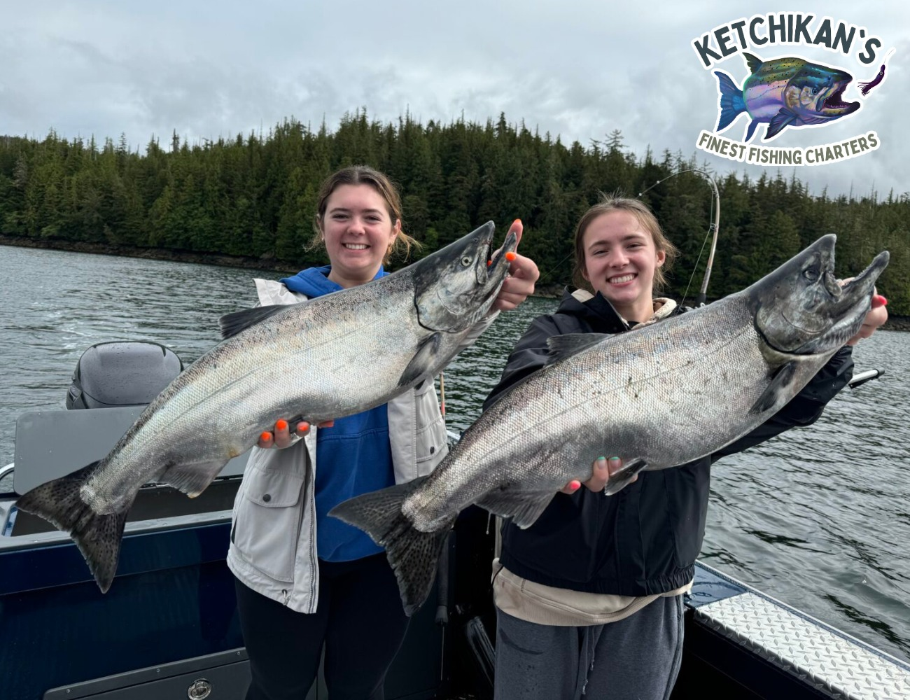 Two Chinook salmon caught while fishing in AK