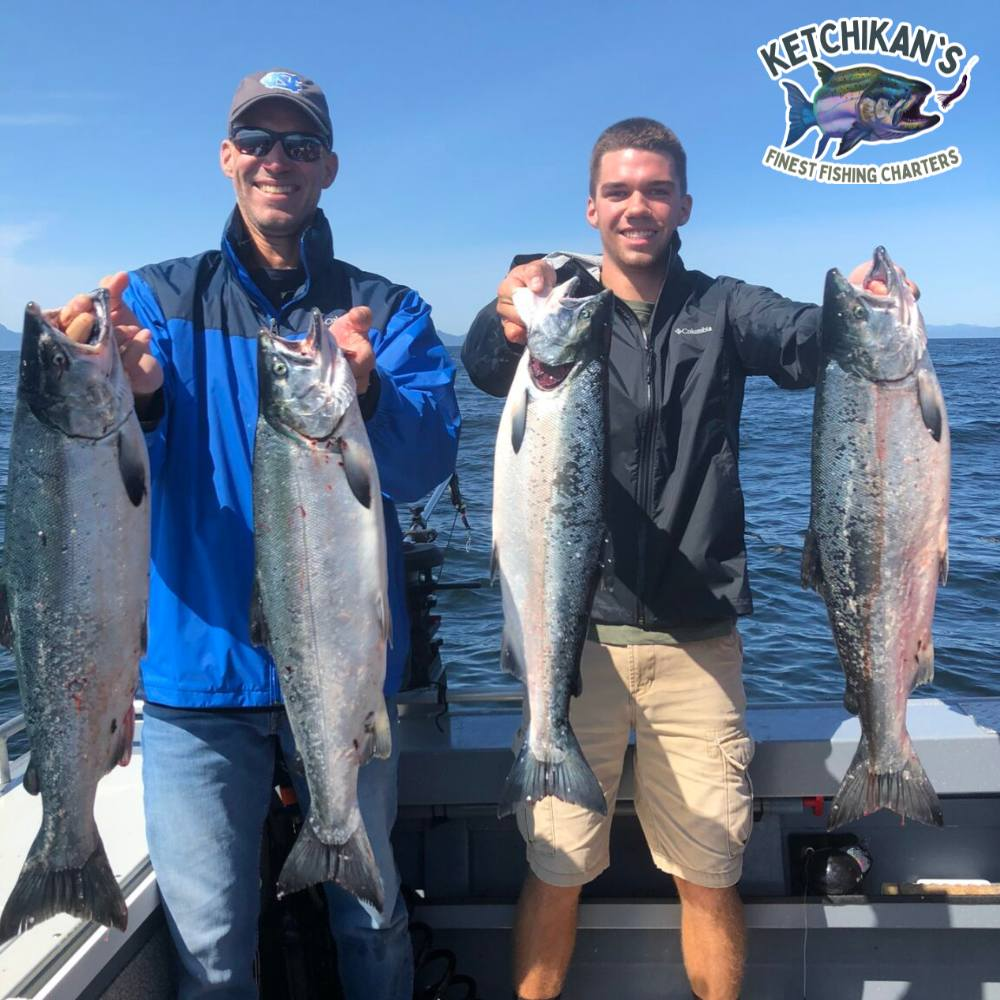 4 rainbow trout and coho salmon caught in Ketchikan, Alaska