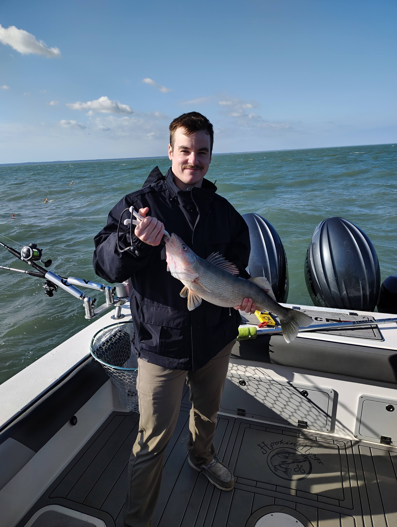 Walleye catch on fishing boat at Geneva-on-the-Lake OH