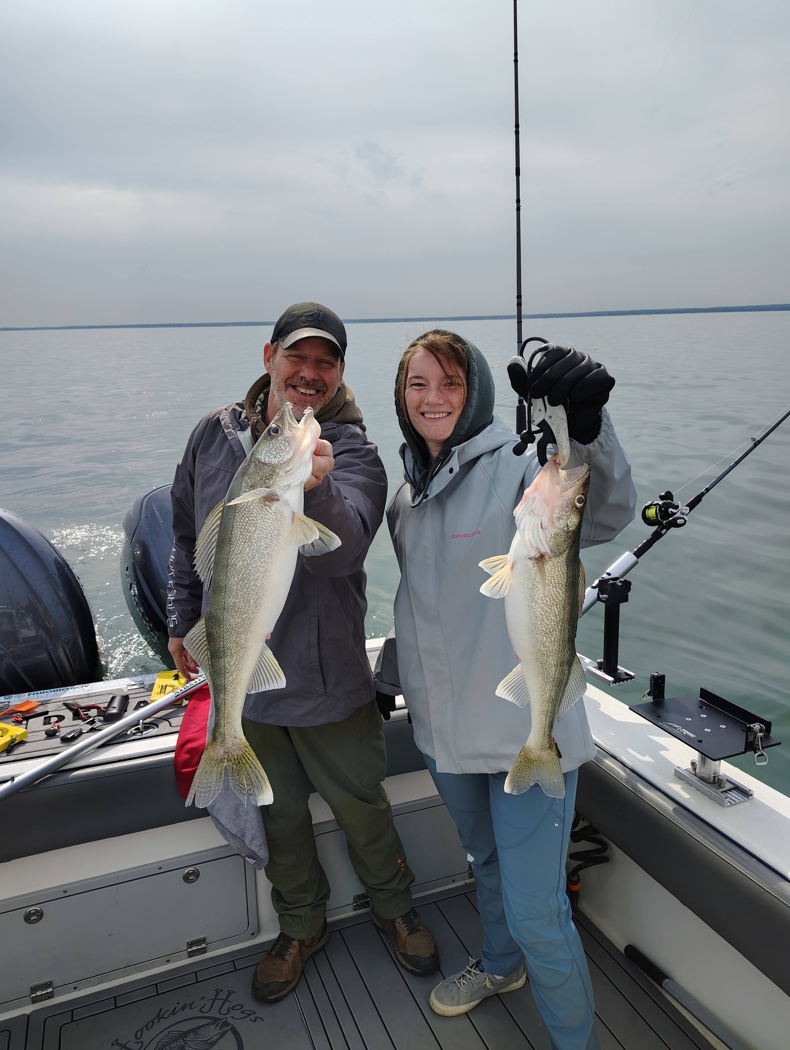 Two walleye caught fishing on Lake Erie near Geneva-on-the-Lake Ohio