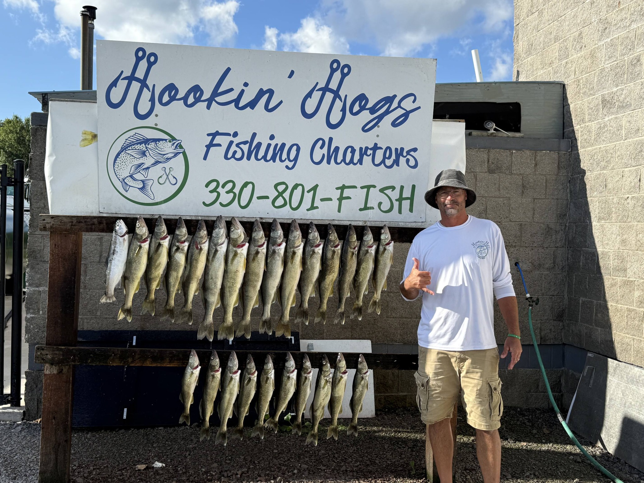 Walleye fishing charter catch displayed at Geneva-on-the-Lake OH