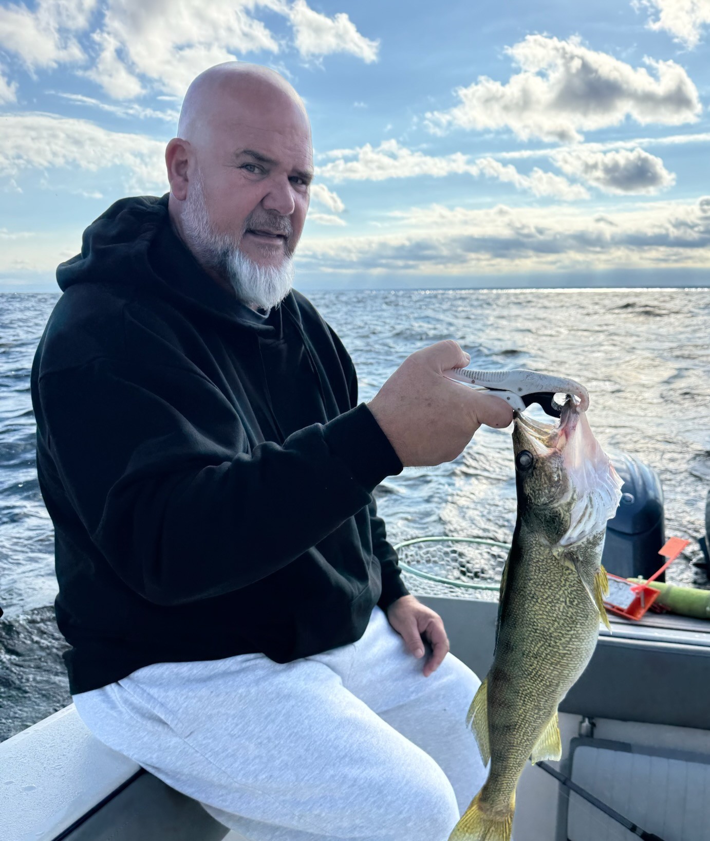 Cleveland Lake Erie afternoon walleye fishing charter aboard 30ft Defiance boat fall season