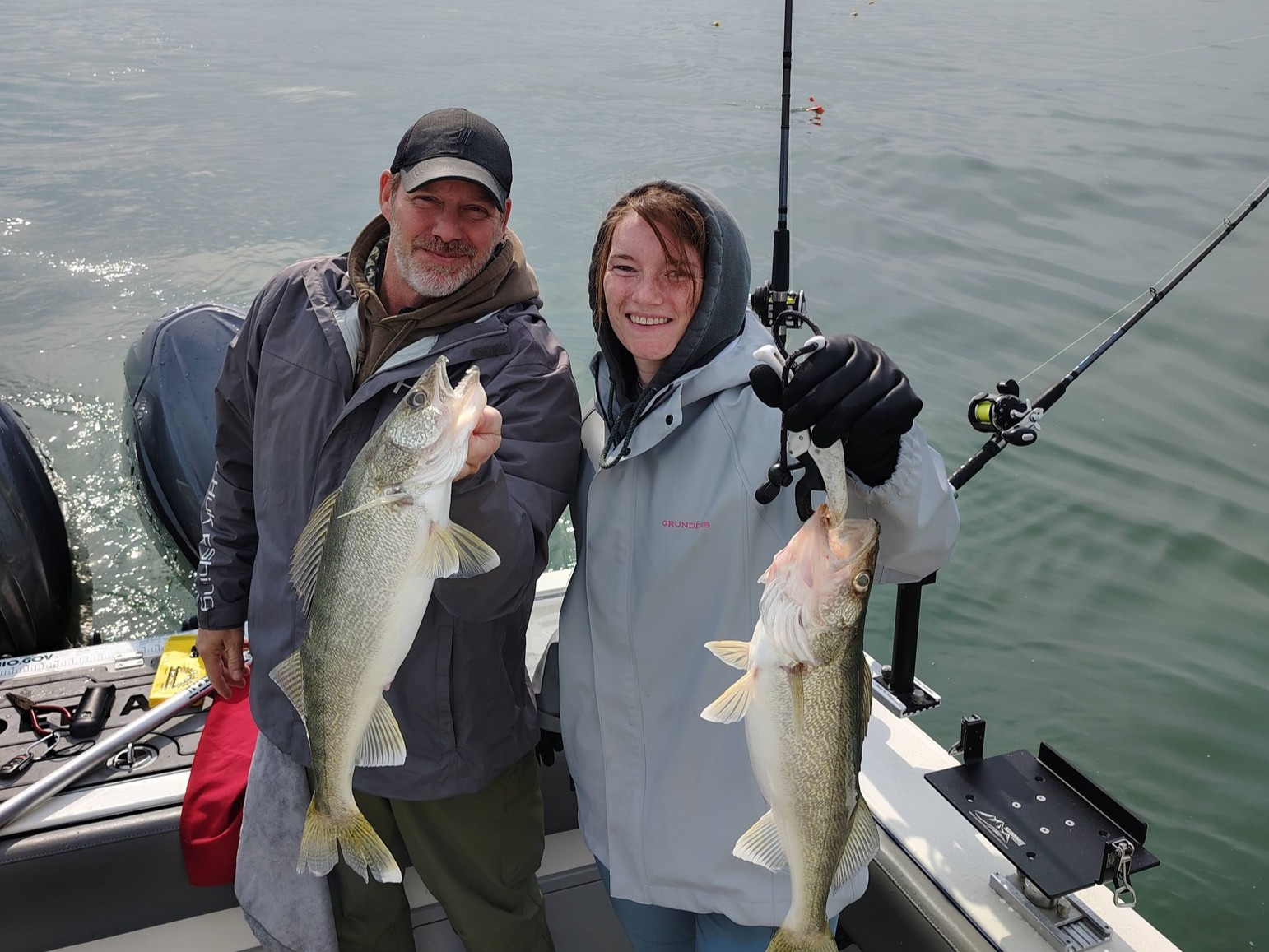 Shared walleye fishing trip on Lake Erie with Captain Mike aboard 29' Defiance boat from Geneva Ohio