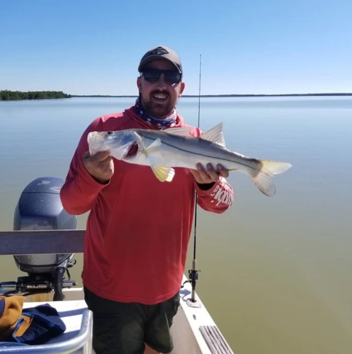 A lone angler fishing in the waters of Islamorada, Florida
