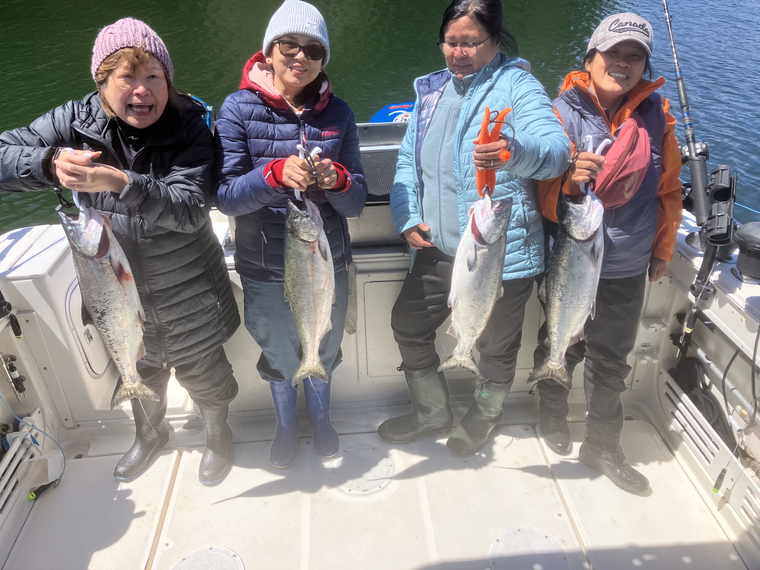 Four Coho and Chinook salmon caught during fishing trip in BC