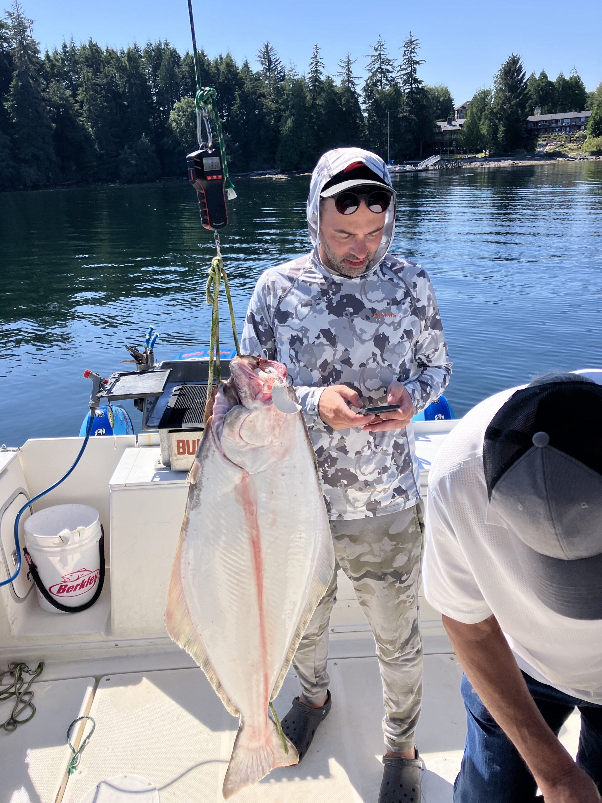 Exciting catch of a 32-inch Pacific Halibut while fishing in BC
