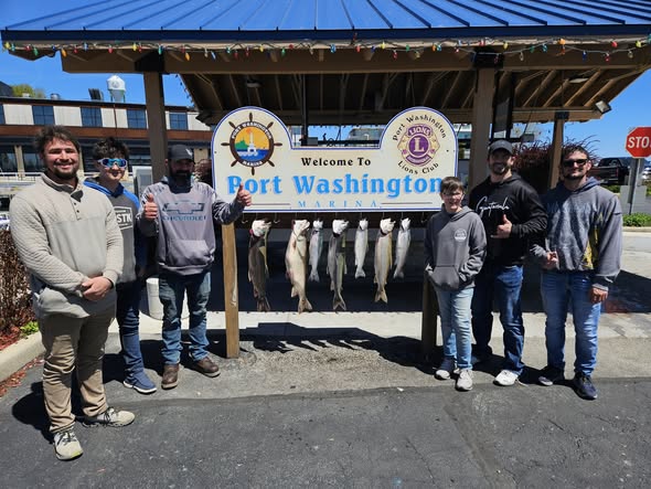 Fresh caught fish displayed on cleaning station at Port Washington WI marina