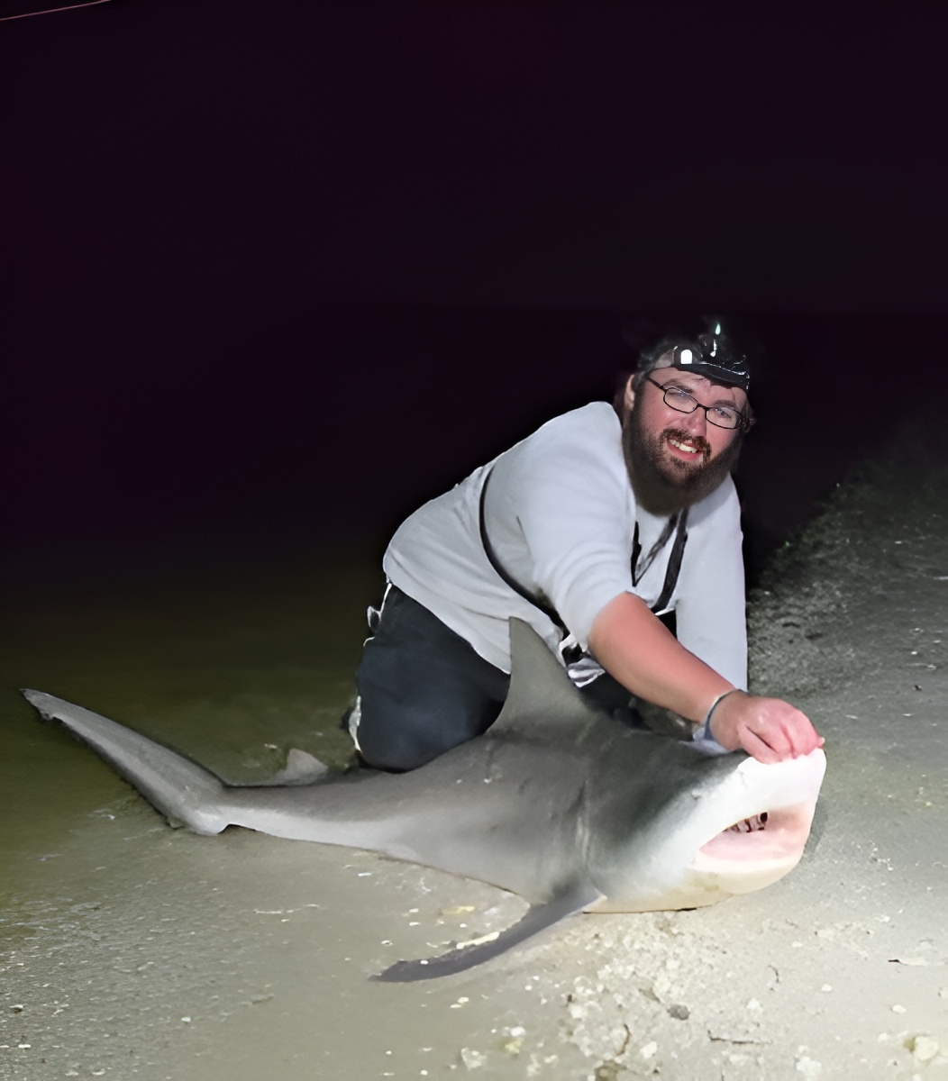 Bull shark caught on beach at night in Sanibel FL