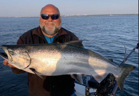 One Chinook salmon caught while fishing in Waukegan