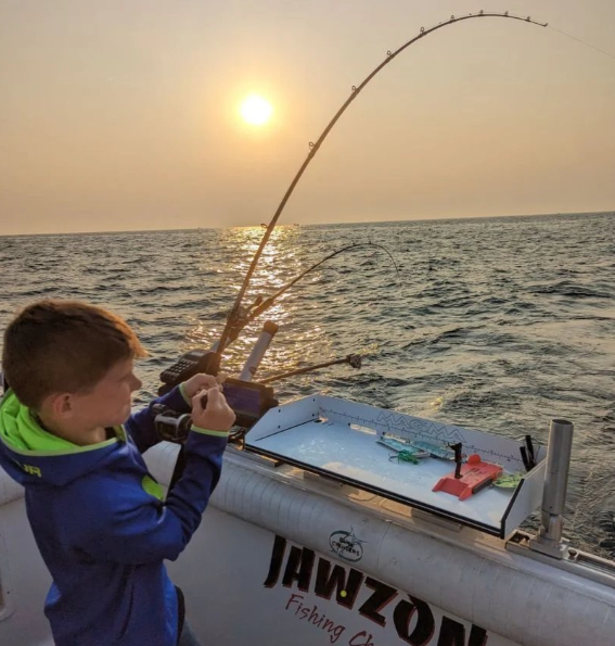 A person fishing at Waukegan