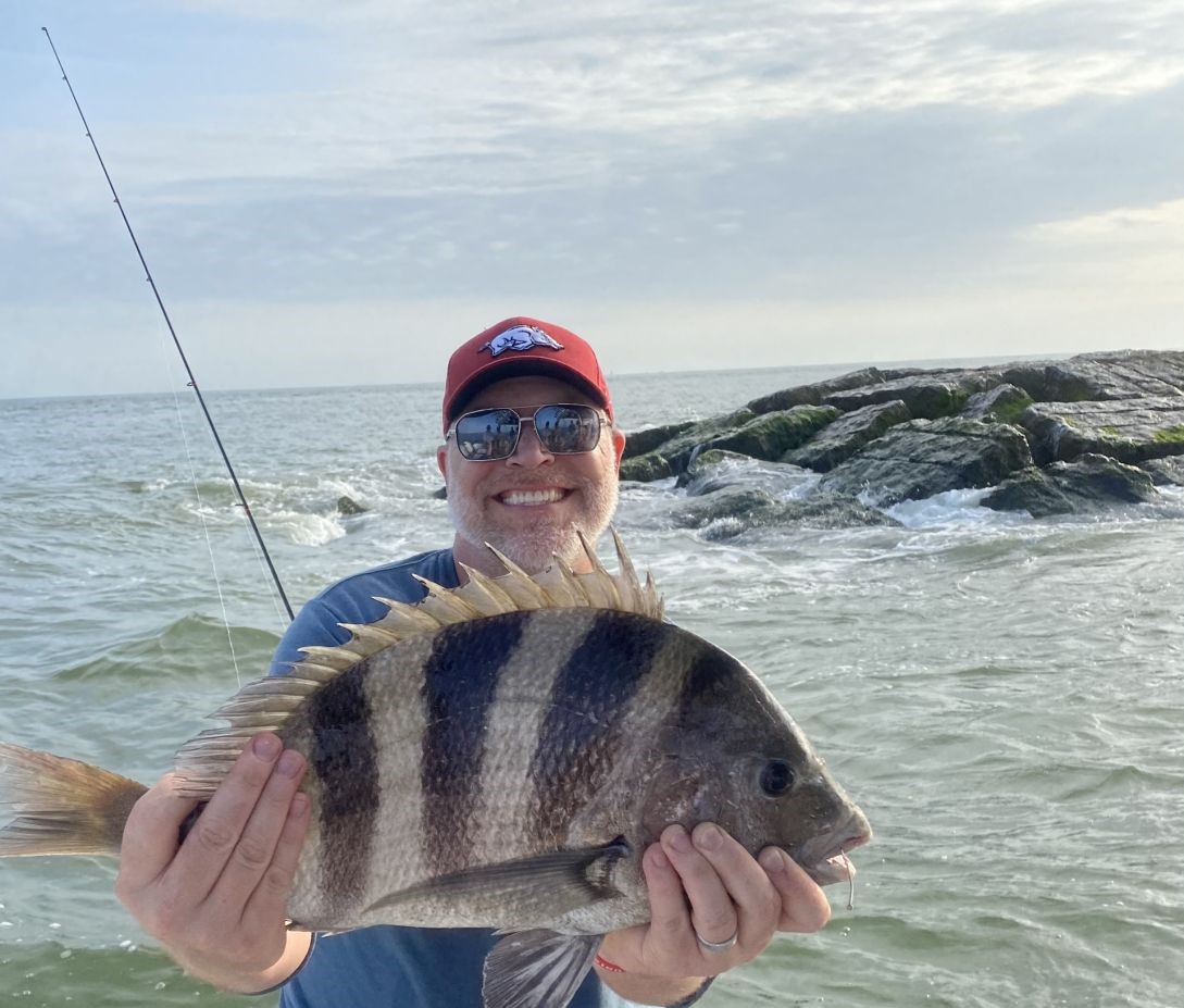 A single Sheepshead fish caught while fishing in Galveston