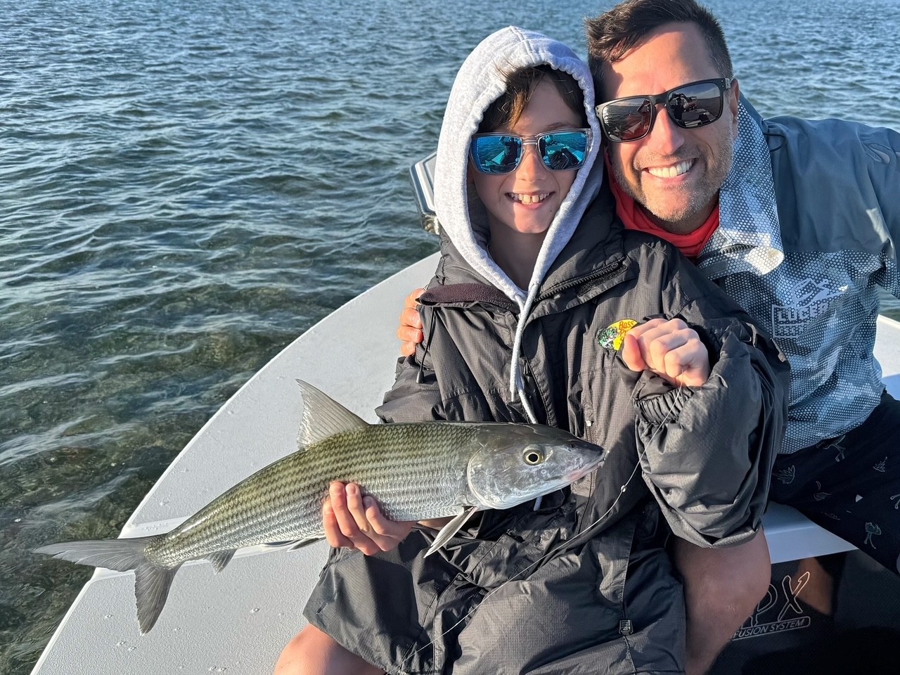 Two anglers fishing for a bonefish in Homestead