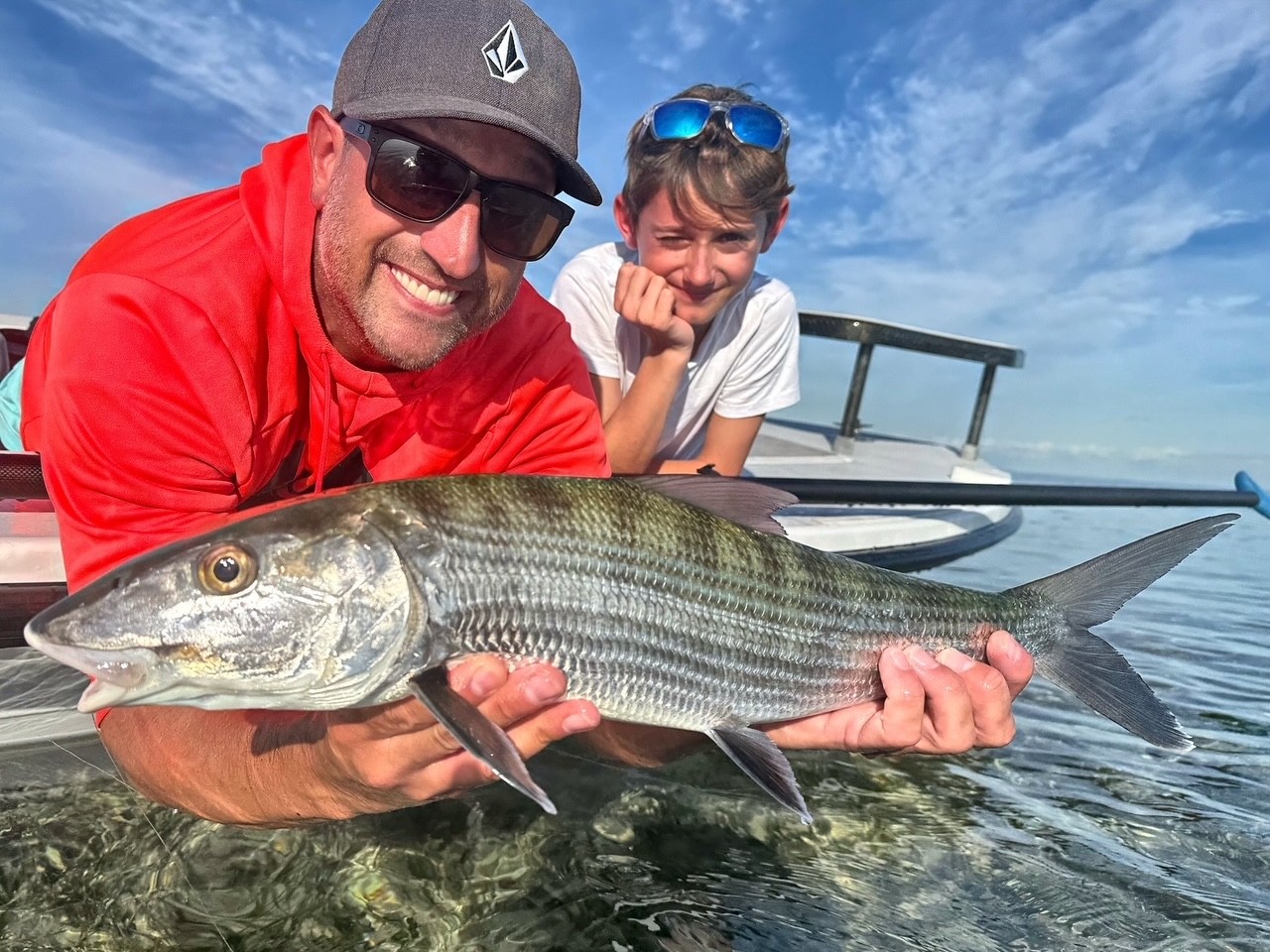 South Florida inshore fishing charter boat targeting tarpon, snook, and redfish in shallow waters