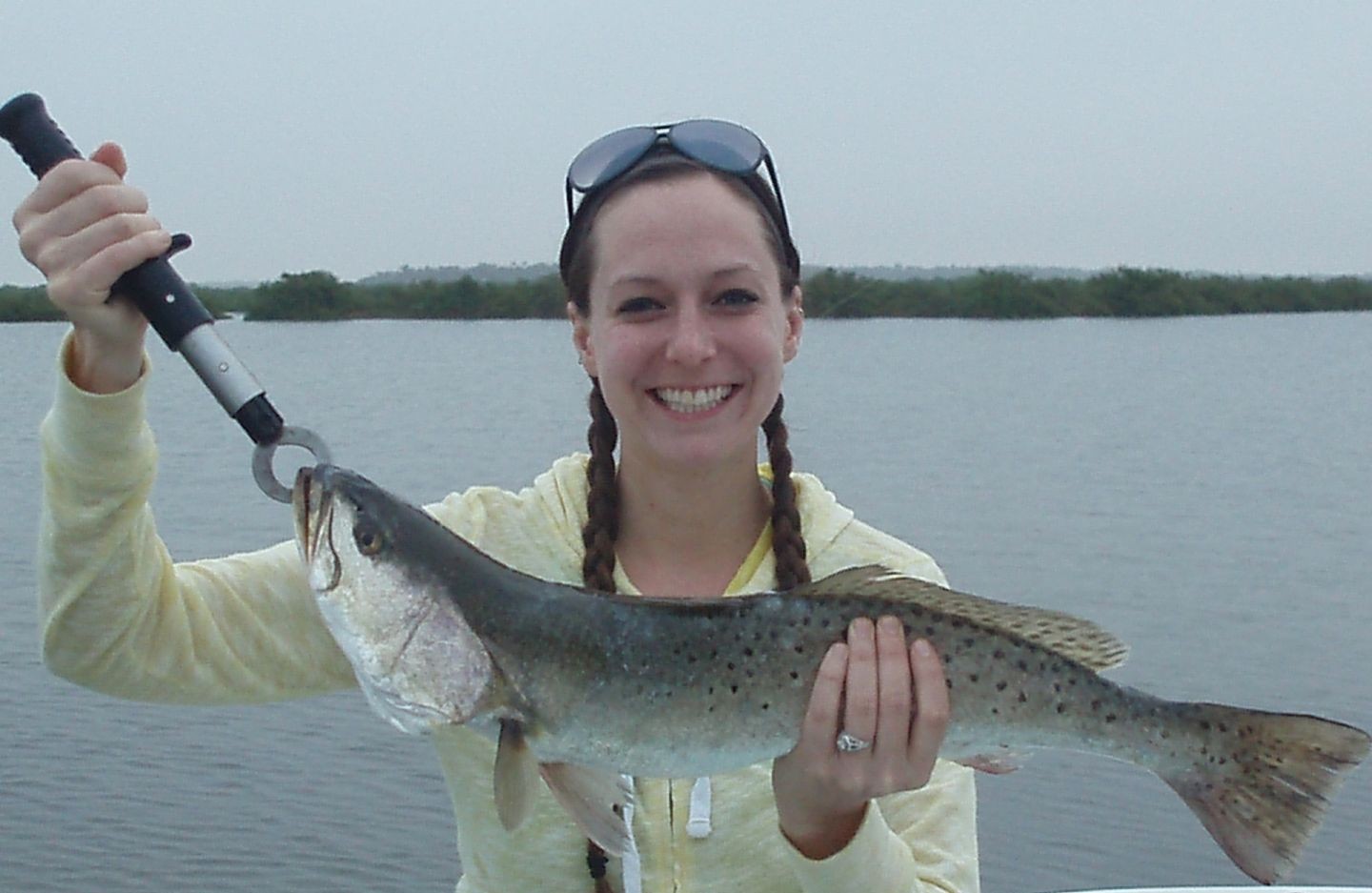 Spotted weakfish measuring 23 inches, caught while fishing in FL