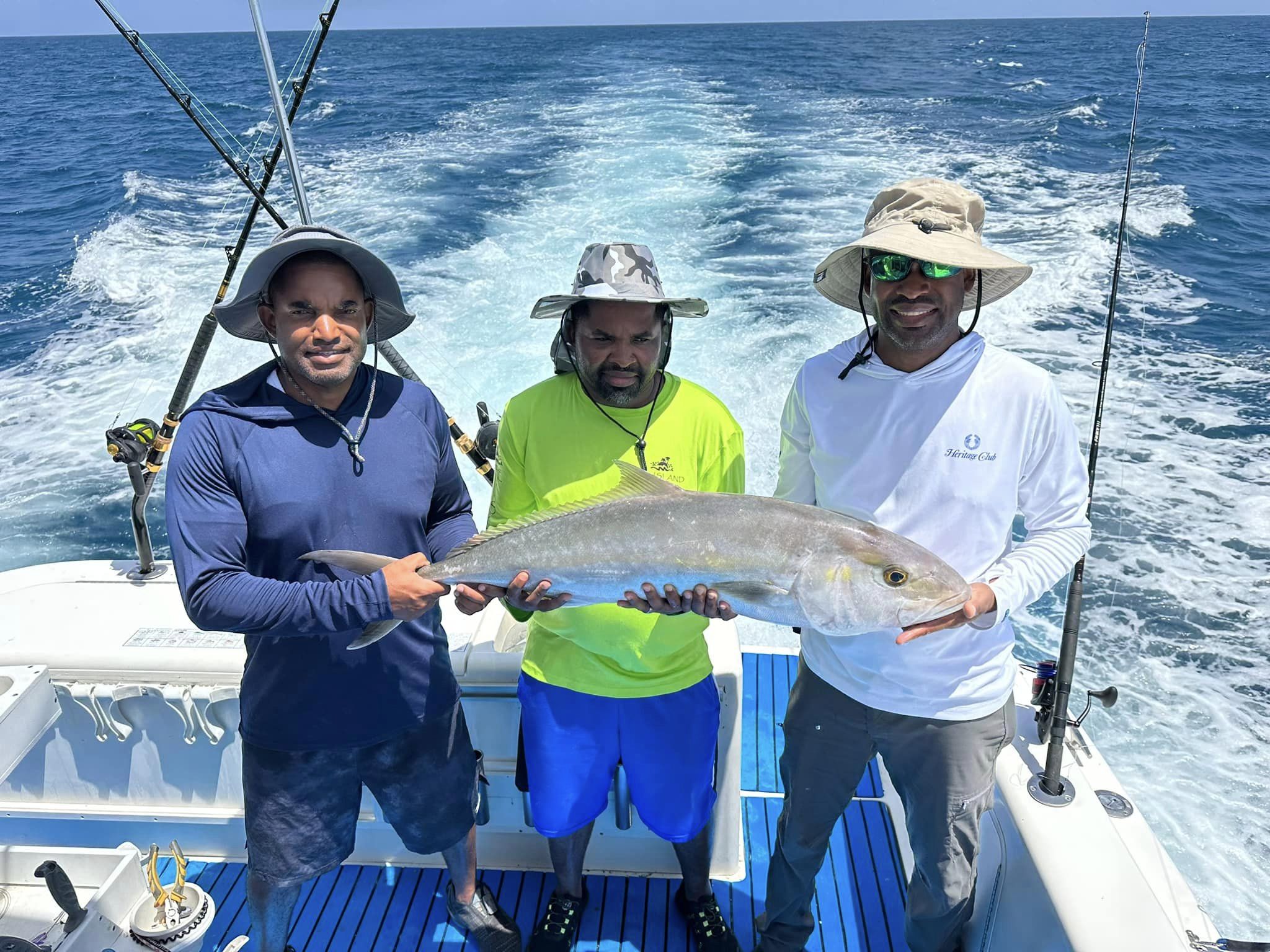 A large greater amberjack caught while fishing in Marathon, Florida.