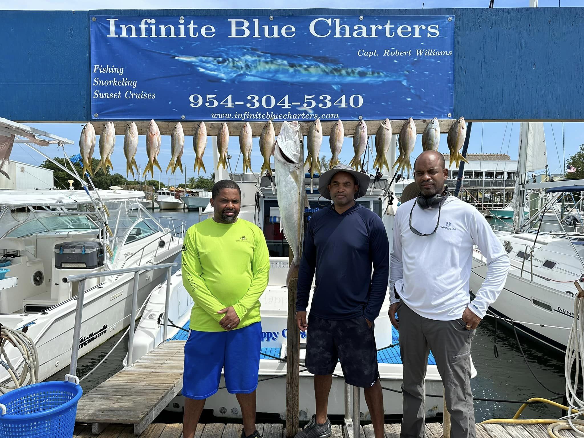 A group of 3 people fishing in Marathon