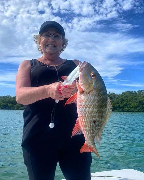 A mutton snapper fish caught while fishing in FL