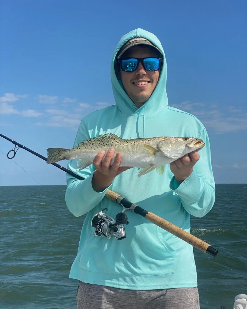 A photo of a 17-inch Spotted Weakfish caught while fishing in Islamorada