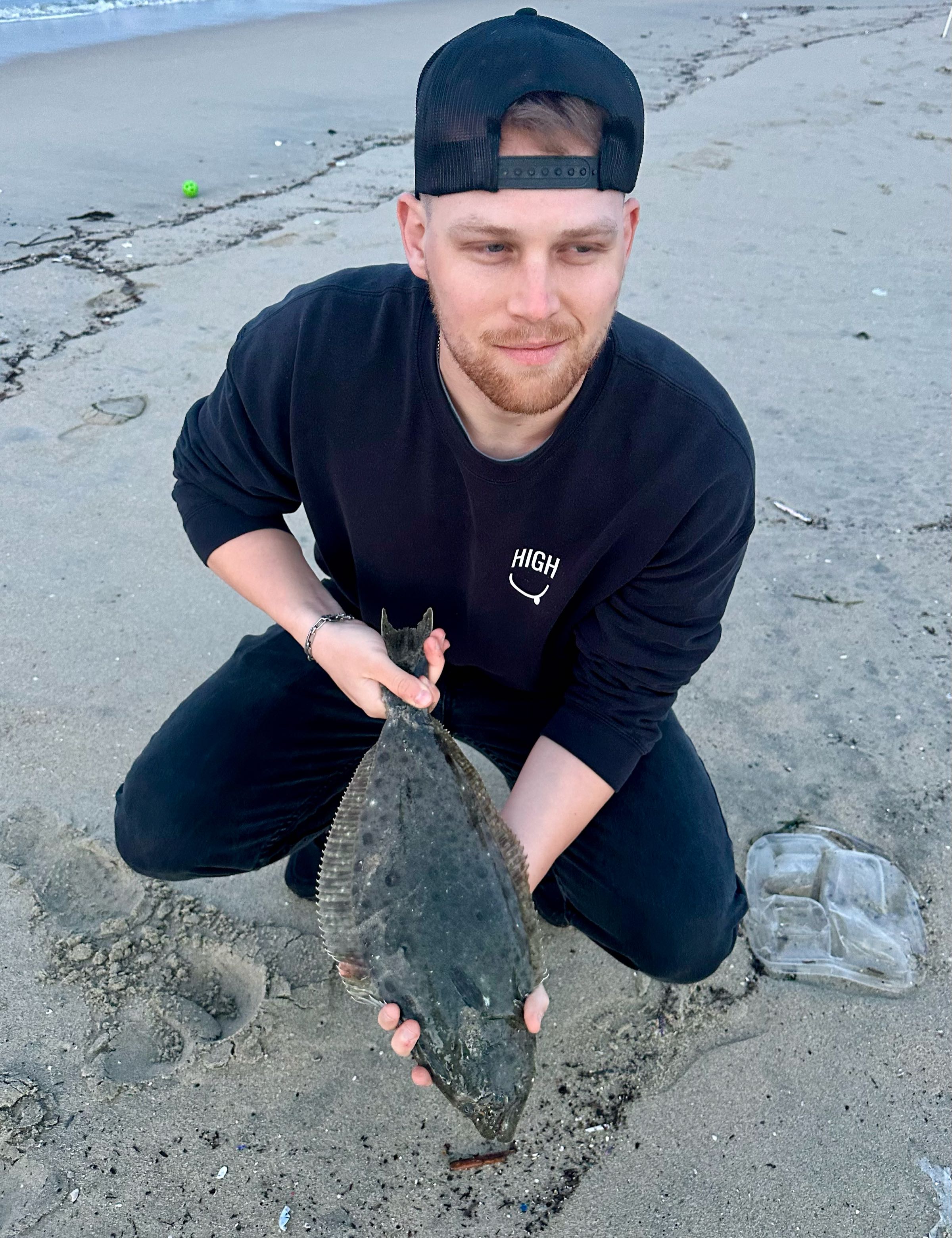 A single summer flounder fish caught at Huntington Beach