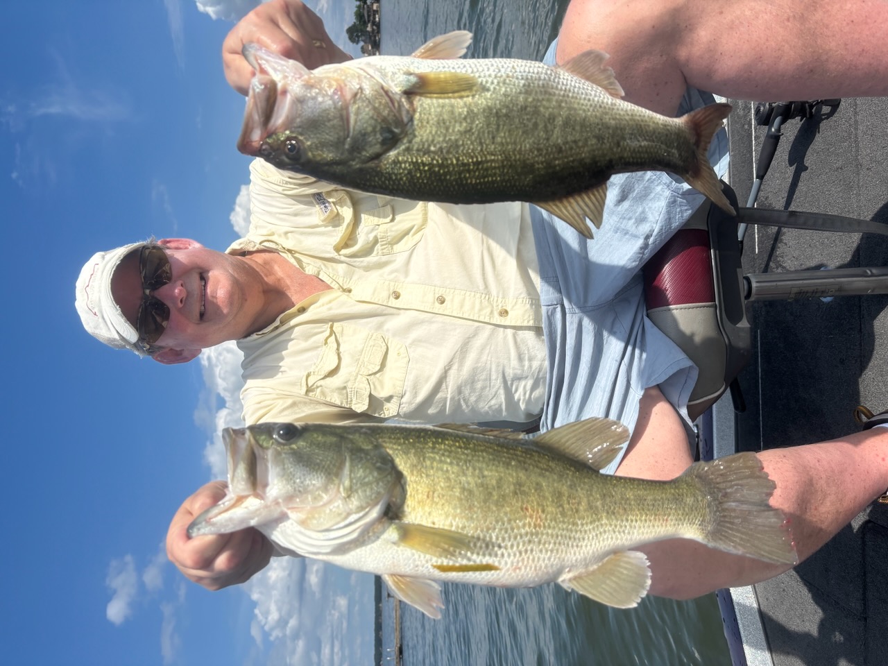 Two largemouth bass caught while fishing in Willis TX
