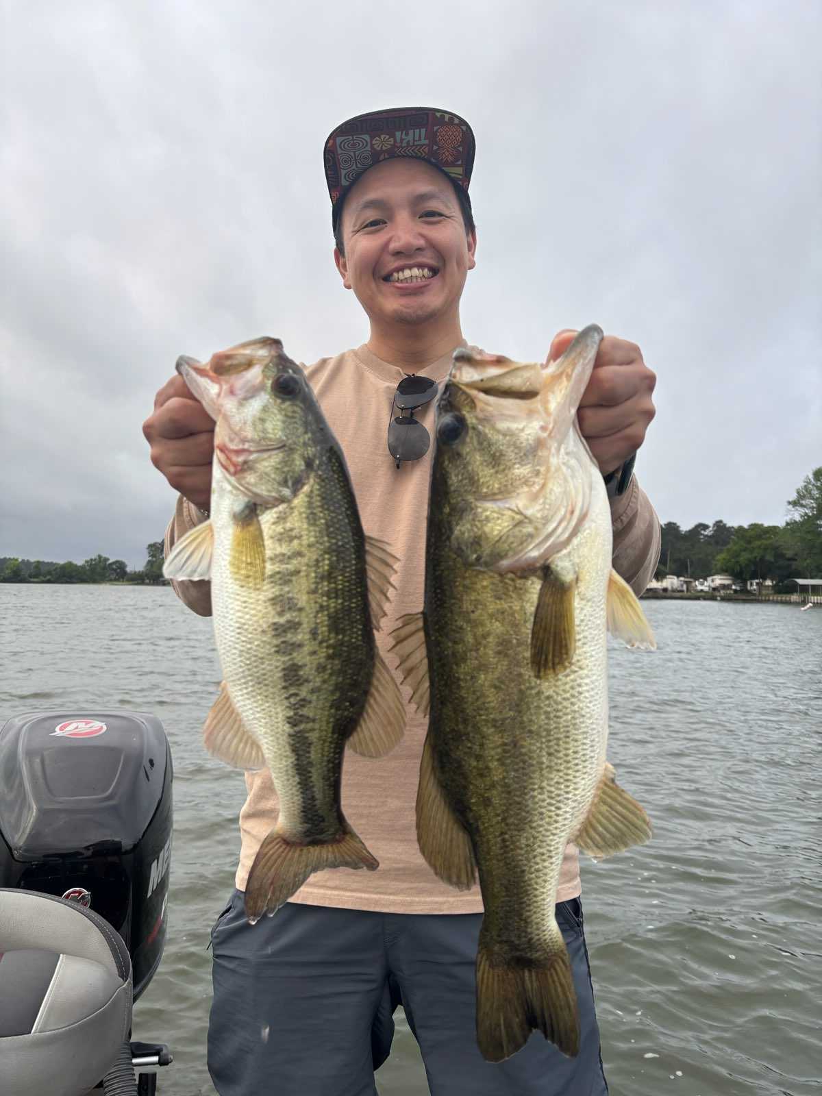 Two large bass caught while fishing in Willis TX