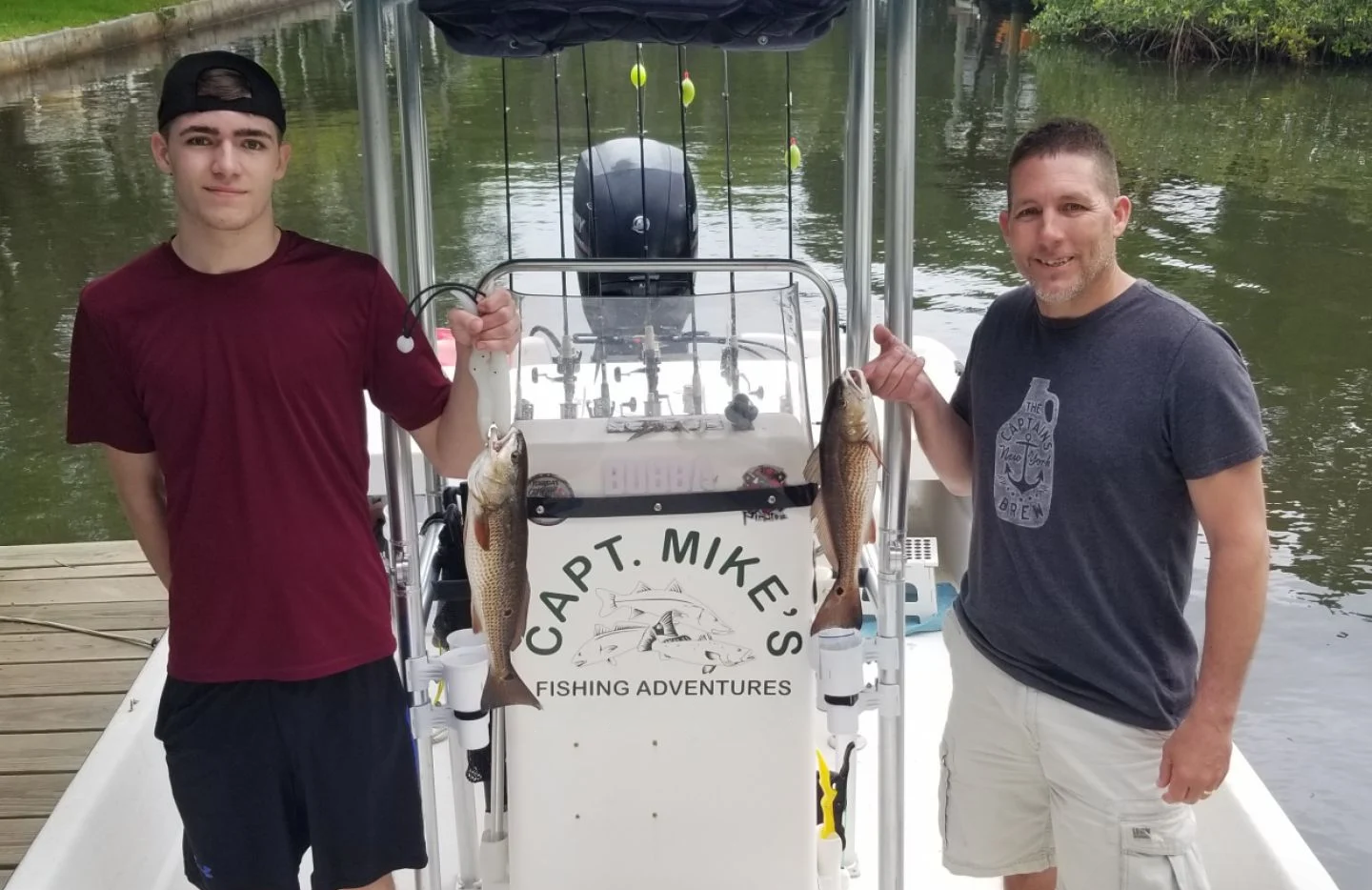 Two redfish caught during fishing charter in Crystal River FL