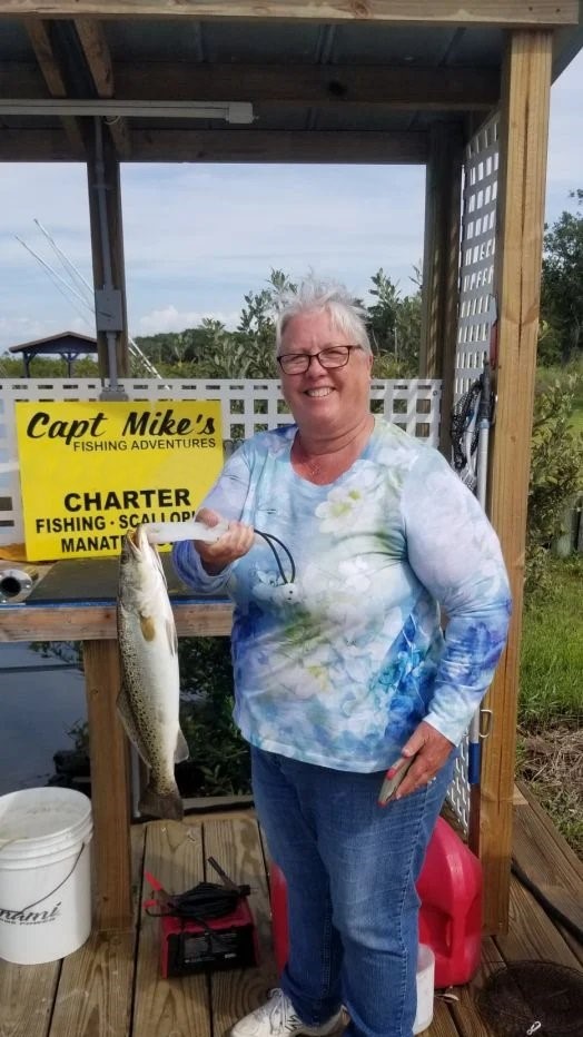 Speckled trout catch displayed at Crystal River FL fishing charter station