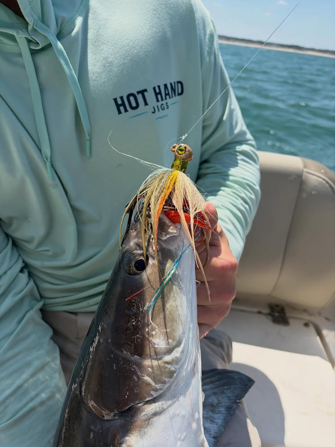 Large fish caught with colorful fishing lure in Virginia Beach VA
