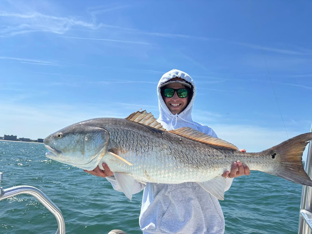Large redfish caught while fishing in Virginia Beach VA waters