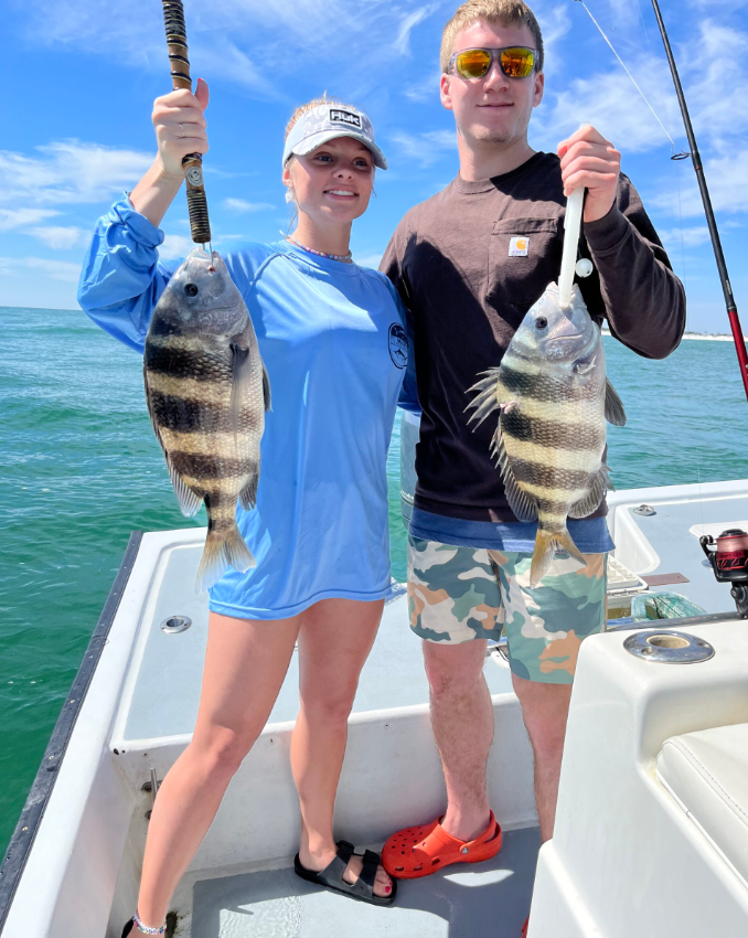 Two sheepshead fish caught at Okaloosa Island