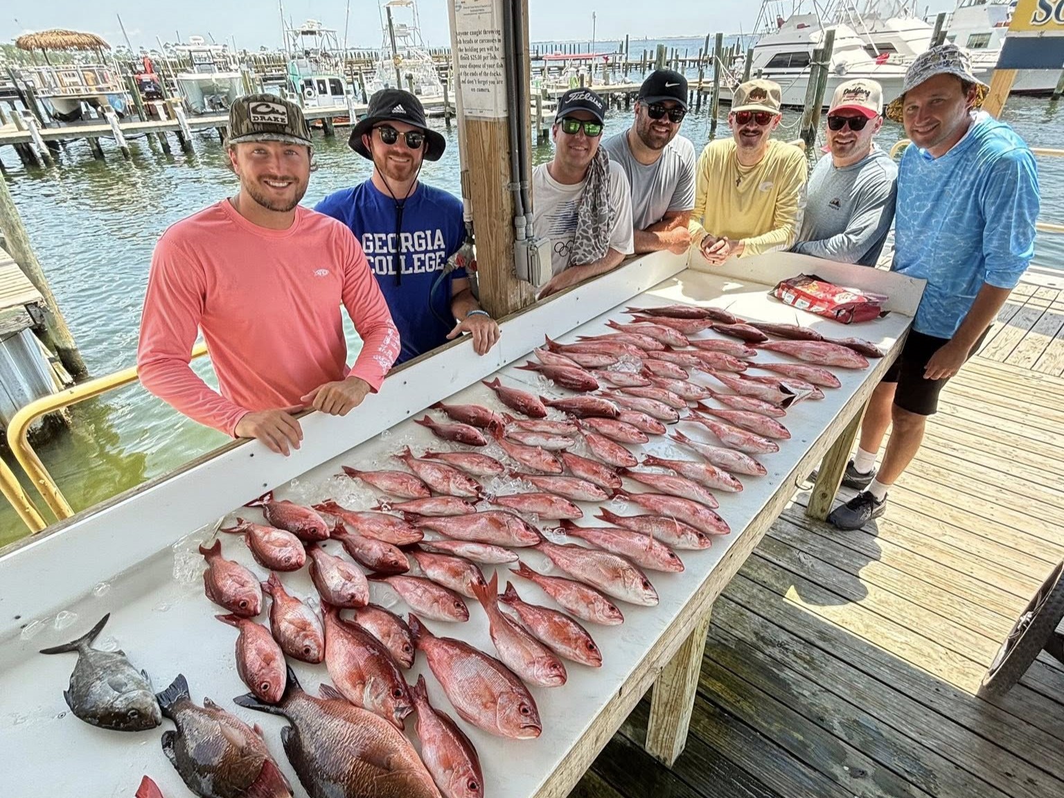 Pensacola deep sea fishing charter boat targeting red snapper and reef fish in Gulf waters