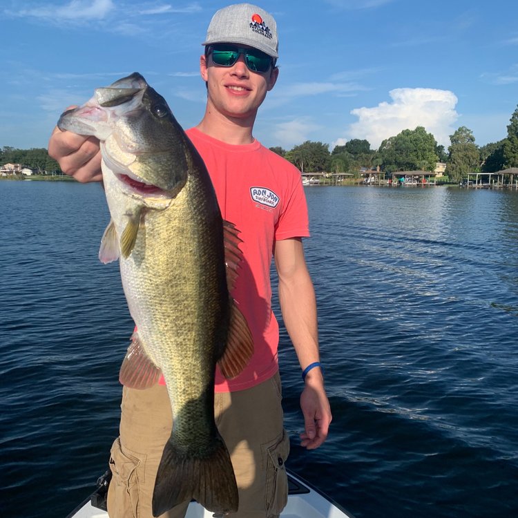 Photograph of a Florida Bass, a 30-inch freshwater fish caught while fishing in Kissimmee.