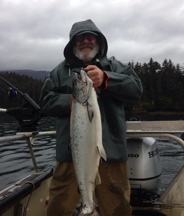 Coho salmon caught while fishing in Homer, Alaska
