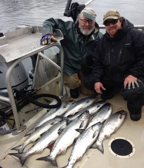 Two people fishing in Homer, Alaska