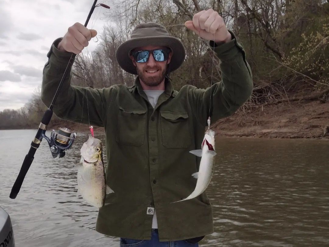Captain Joey's 24-foot Carolina Skiff for guided shad fishing trips on Weldon, NC river waters