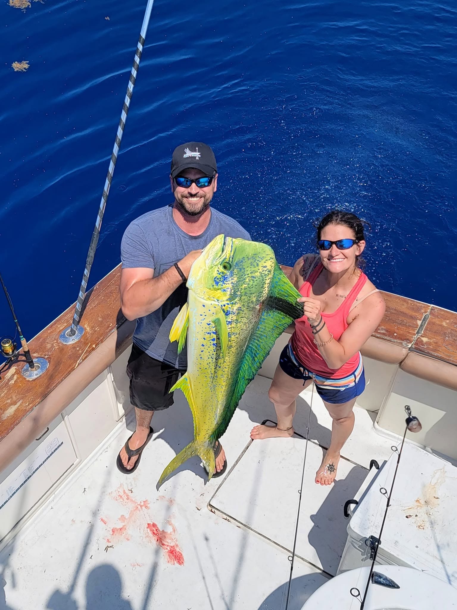 Mahi mahi catch displayed on fishing boat deck in Destin FL waters