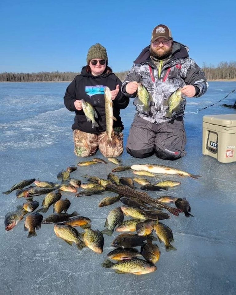 Four fish caught by two people in Remer