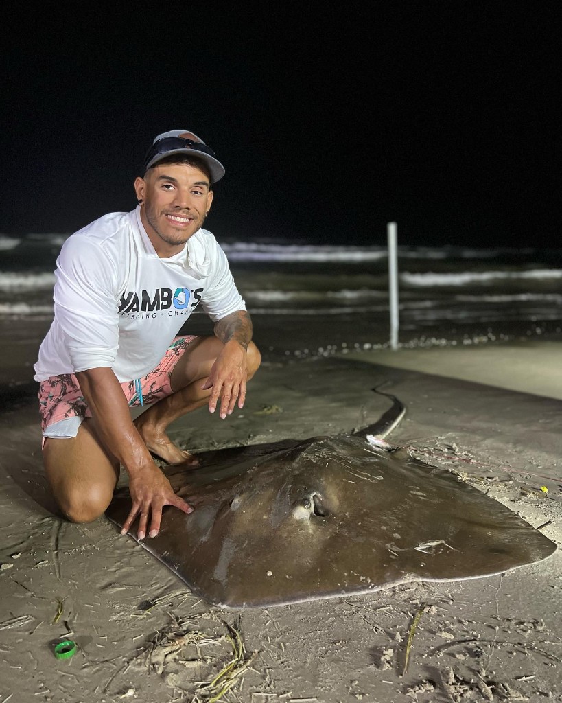 Angler with a big fish on the line in TX