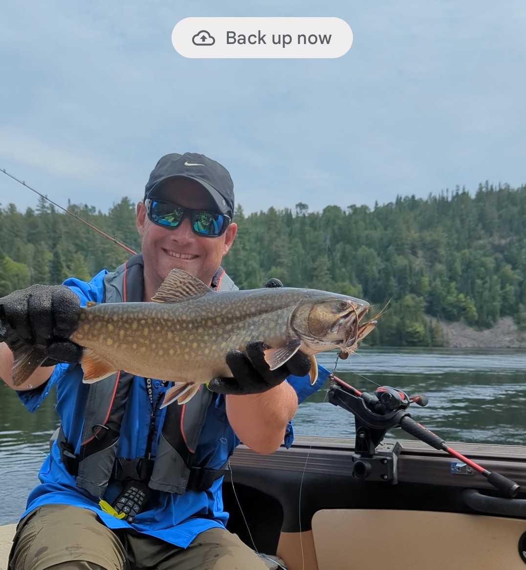 Brook trout catch displayed on fishing boat in Nipigon ON