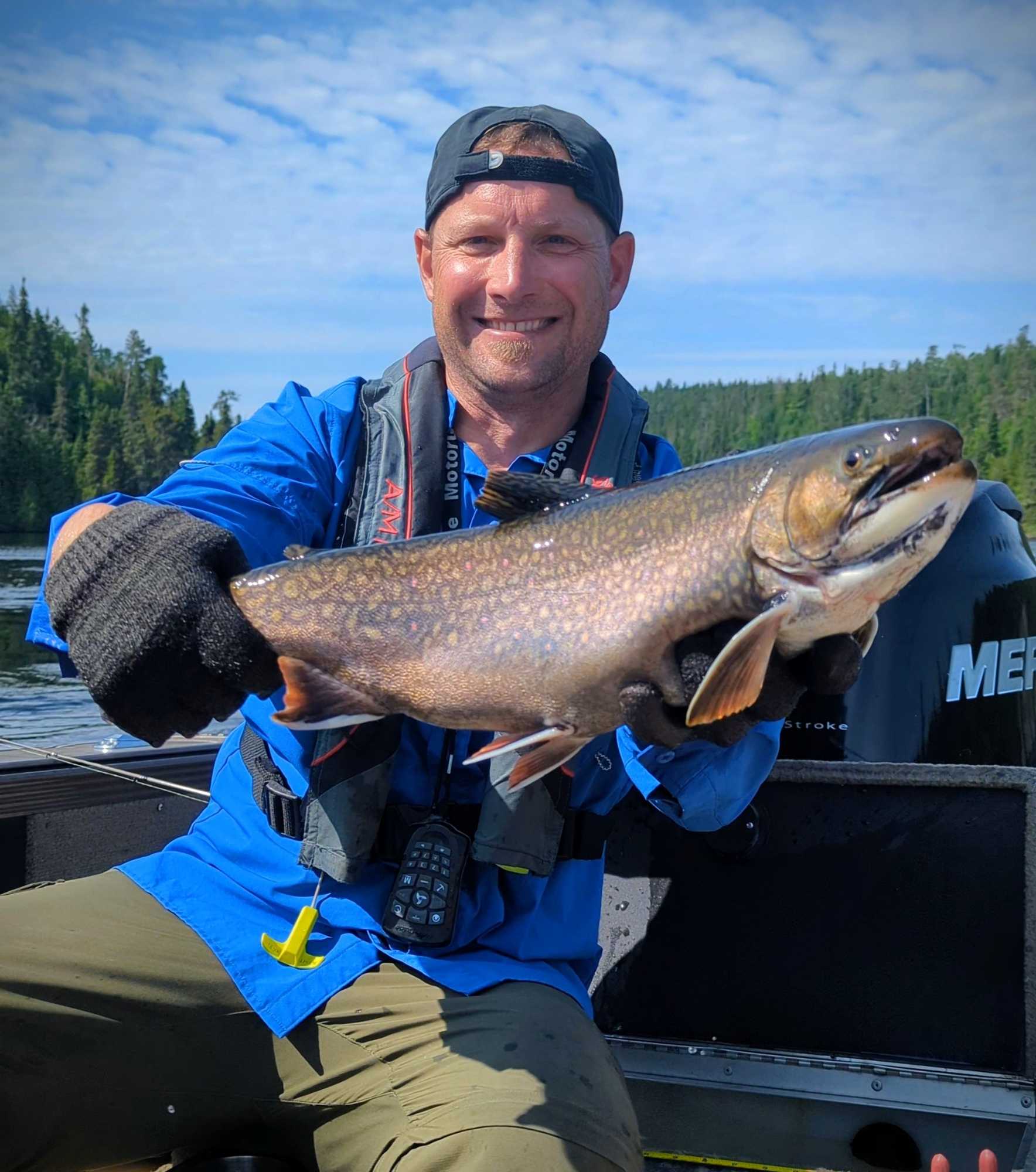 Large brook trout caught during fishing tour in Nipigon ON
