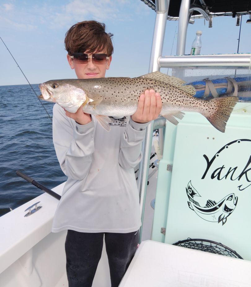 Angler fishing for spotted weakfish in NC