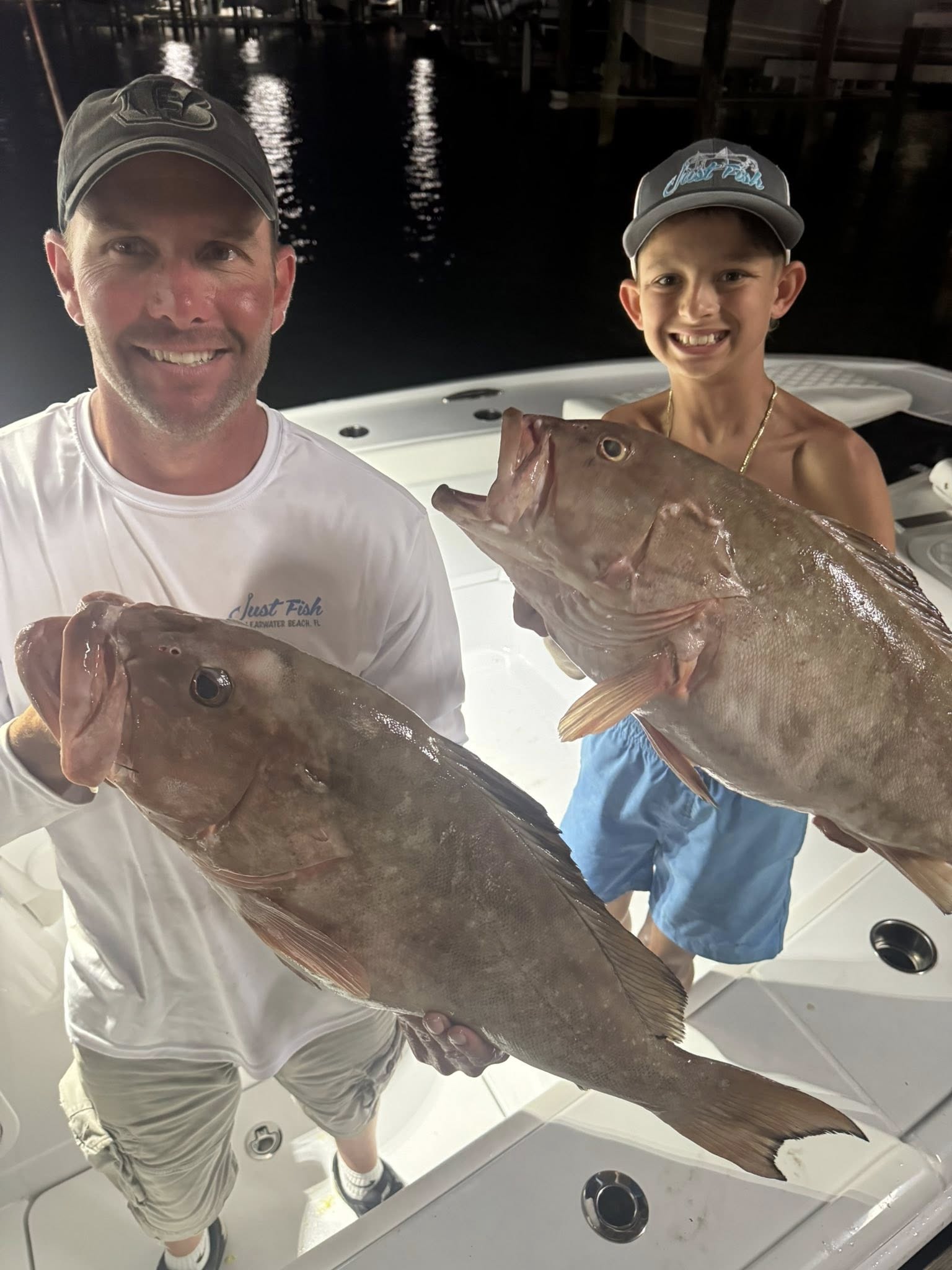 Extended Clearwater fishing charter boat departing Belleair Bluffs for Gulf waters offshore trip