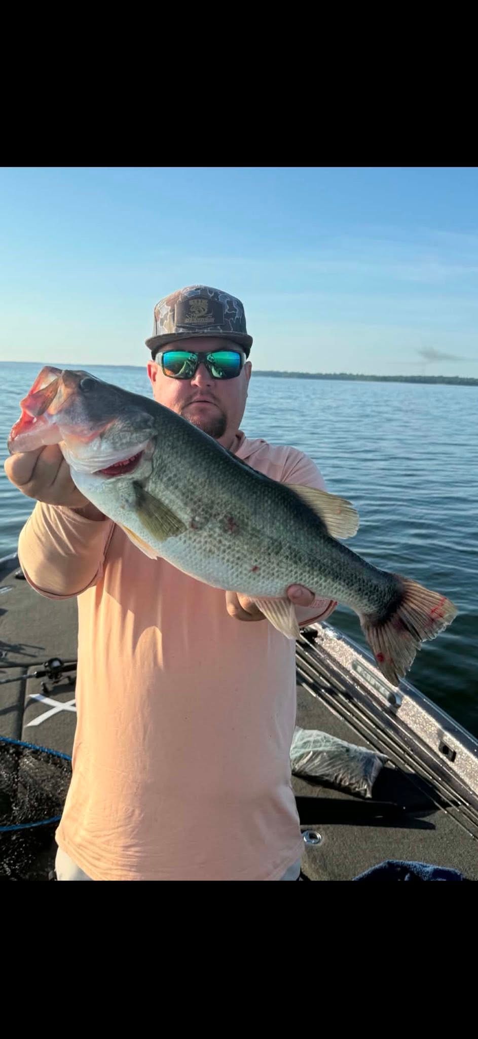Large bass caught fishing on lake in Emory TX