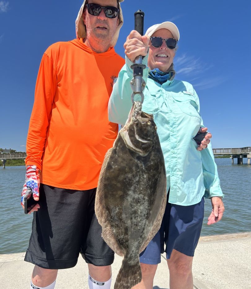 Southern flounder catch displayed on fishing dock in St. Augustine FL