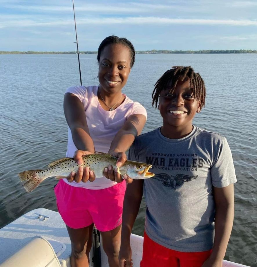 Two people fishing at Santa Rosa Beach