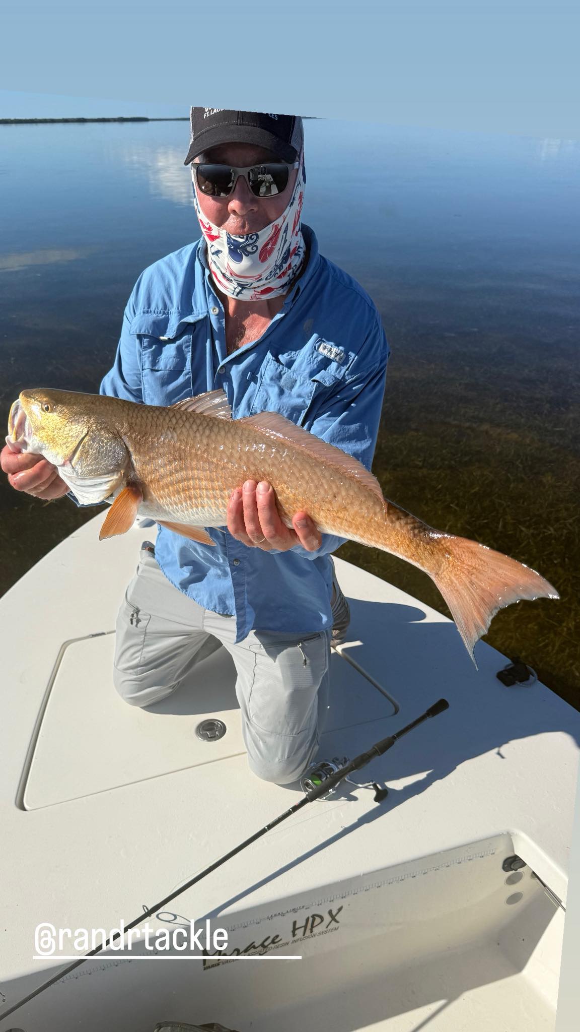 Redfish caught while fishing in Islamorada FL from boat on calm water