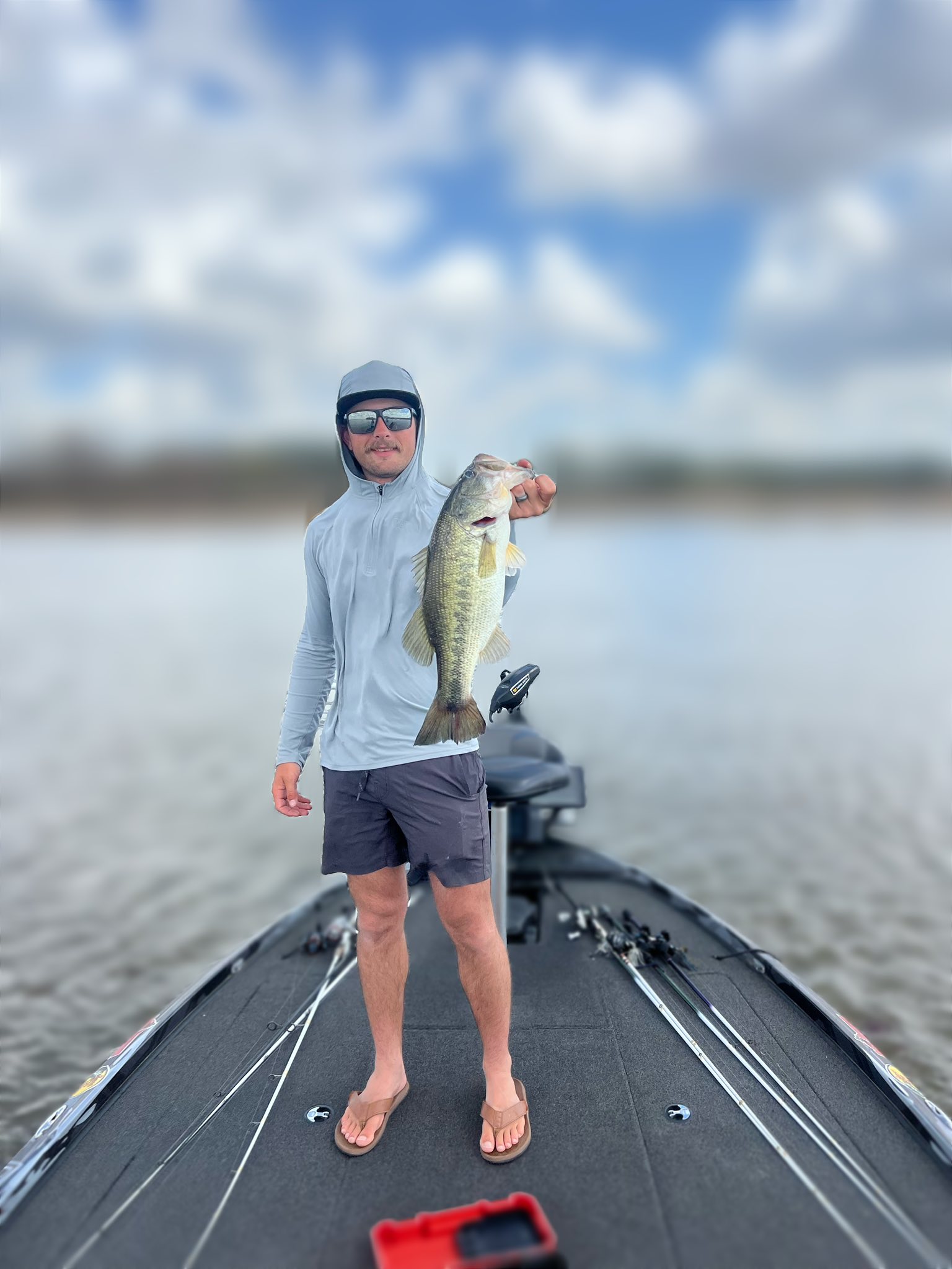 Bass fishing catch displayed on boat in Ridgeland MS